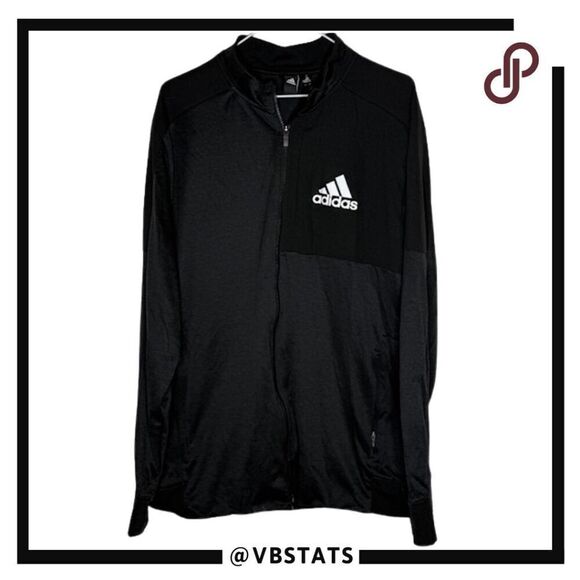 Adidas Men's Full Zip Mock Neck Track Jacket Black Size Large - Picture 4 of 10